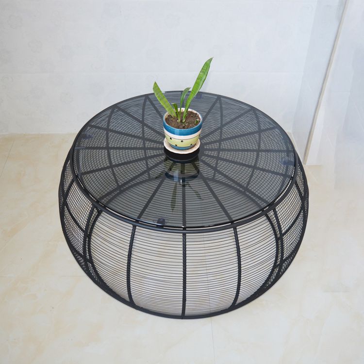 Tavolino moderno della metà del secolo con top e base di telaio in nero