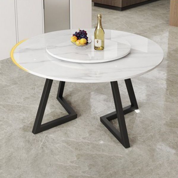 Round Double Pedestal Table Simplicity Style Stone Dining Site Table
