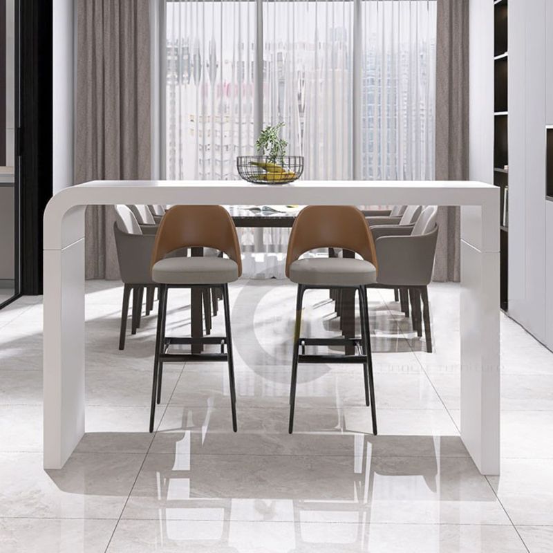Contemporary Style Bar Table White Wood Bar Dining Table with Double Pedestal Base Clearhalo 'Bar Furniture' 'Bar Tables' 'bar_tables' 'furn' 'furn_bar_tables' 'Furniture' 'Kitchen & Dining Furniture' 1200x1200_927e779d-25fa-41ee-abfa-a994c5efadb1