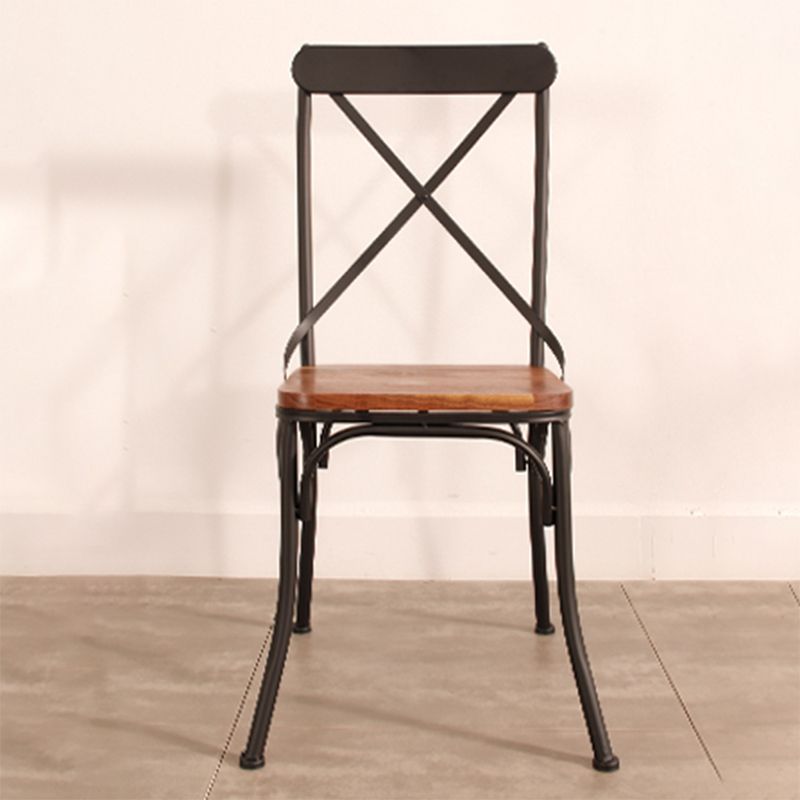 Industrial Cross Back Side Chair Metal Dining Armless Indoor Chair