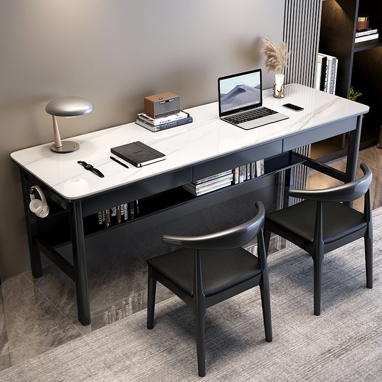 Escritorio de tareas de piedra de forma rectangular 4 patas de escritura de escritura para el hogar