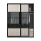 Engineered Wood Storage Cabinet with Glass Doors Contemporary Cabinet with Sliding Doors