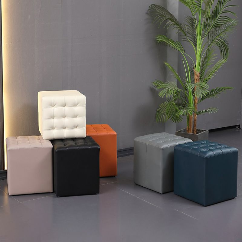 Contemporary Pouf Ottoman Genuine Leather Upholstered Tufted Solid Color Ottoman Clearhalo 'furn' 'furn_ottomans_poufs' 'Furniture' 'Living Room Furniture' 'Ottomans & Poufs' 'ottomans_poufs' 1200x1200_9287a3b1-d89d-4993-8cbb-803d9f6b47ea