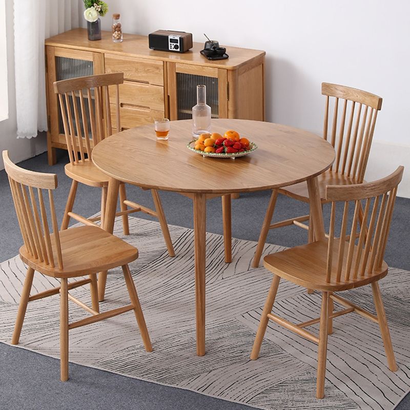 モダンなオークのダイニングセット1/5 pcs茶色のディネットセット木製の椅子