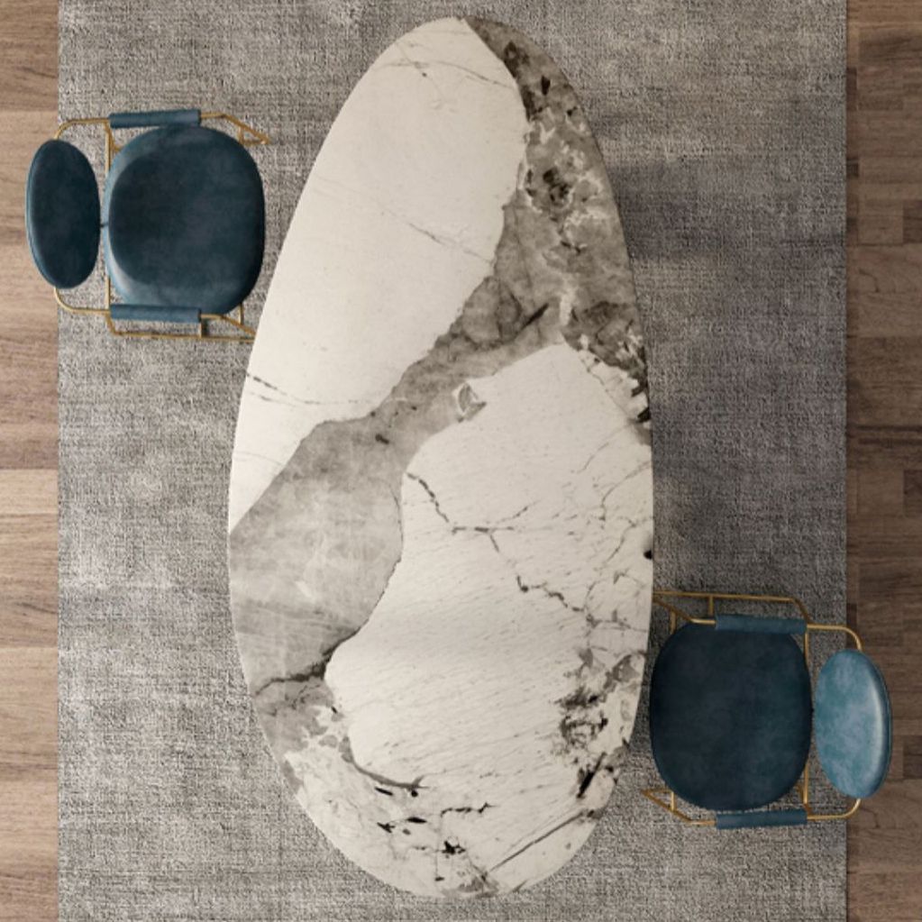 Sintered Stone Home Desk Luxury Oval Shape Fixed Table for Dining Room Clearhalo 'Dining Tables & Seating' 'Dining Tables' 'dining_table' 'furn' 'furn_dining_table' 'Furniture' 'Kitchen & Dining Furniture' 1200x1200_9289e05b-08db-4cb1-81a0-ed25baf78e71