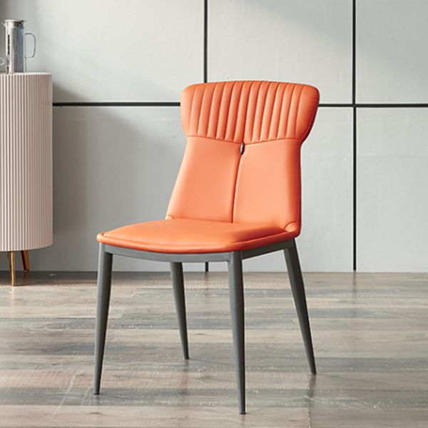 Modern Simple Side Chair Faux Leather Kitchen Dining Chair with Metal Base