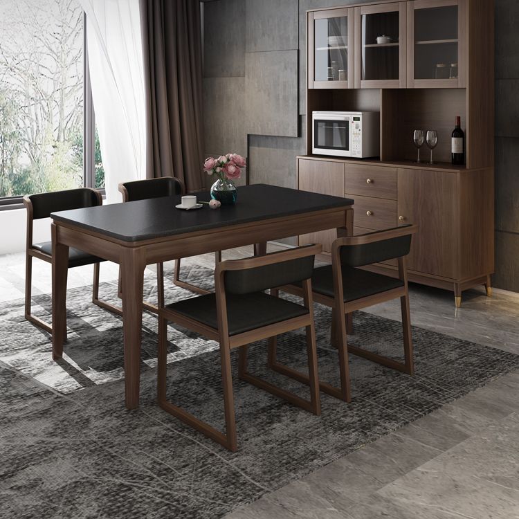 Rectangle Stone Top Dining Table Solid Wood 4 Legs Dining Table for Dining Room Clearhalo 'Dining Tables & Seating' 'Dining Tables' 'dining_table' 'furn' 'furn_dining_table' 'Furniture' 'Kitchen & Dining Furniture' 1200x1200_928bb168-1eac-407d-91e8-cf6ad25c8656