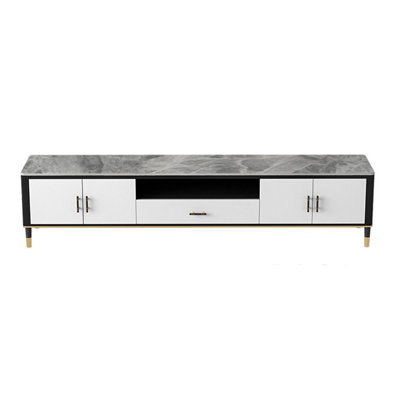 Modern Stone TV Media Stand 16" W Open Shelving TV Stand Console with Cabinet Clearhalo 'furn' 'furn_tv_stands_entertainment_centers' 'Furniture' 'Living Room Furniture' 'TV Stands & Entertainment Centers' 'TV Stands & Media Storage Furniture' 'tv_stands_entertainment_centers' 1200x1200_928bcb47-9439-4743-a524-952ed6c10076