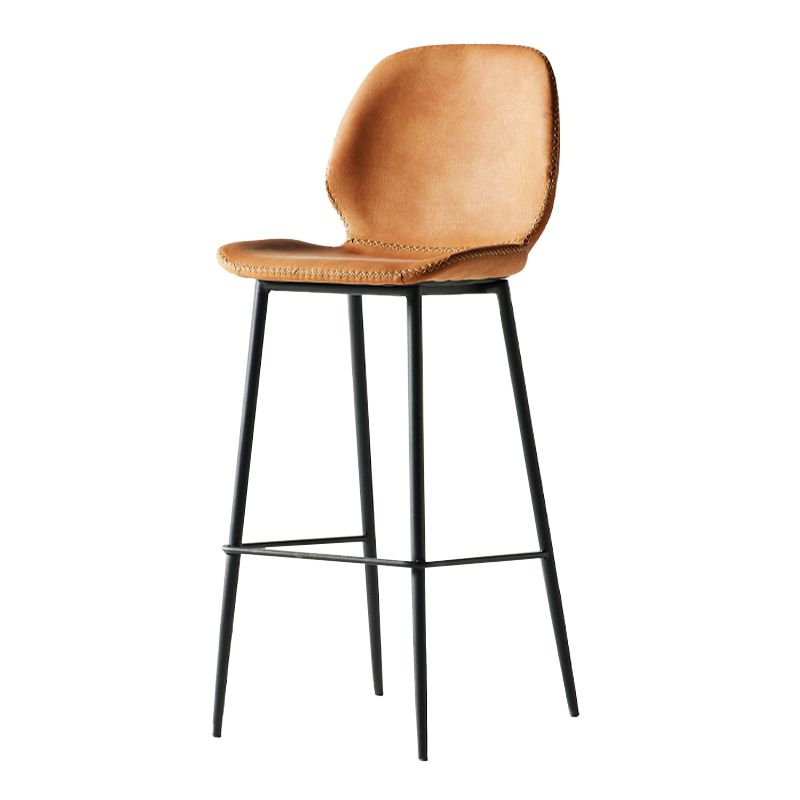 Taburete alto con respaldo de estilo moderno con cojín de cuero