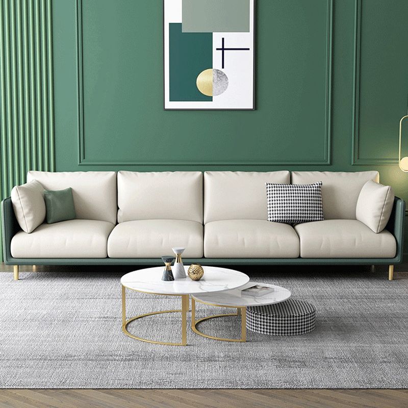 Green and White Stain Resistant Settee Sofa Leather Square Arm Loveseat Clearhalo 'furn' 'furn_sofas' 'Furniture' 'furniture_sofas' 'kitchen' 'kitchen_sofas' 'Living Room Furniture' 'Sofa' 'sofas' 1200x1200_928ebf25-5235-4e63-88ce-3d9eae160cd9