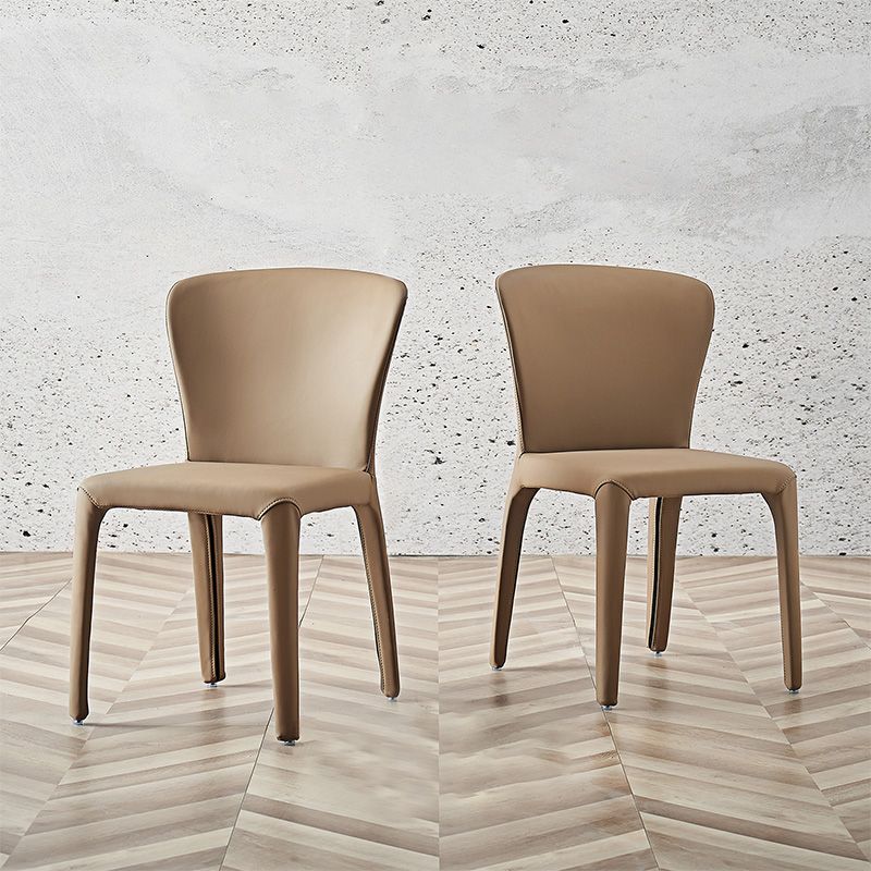 Moderne binnenarmloze eetkamerstoel faux leren zijstoel voor thuis