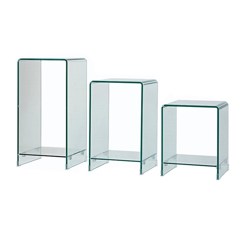 Mesa de trineo de la mesa cuadrada de vidrio contemporánea con estante