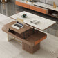 Rectangular Slate Top Coffee Table Abstract Base Cocktail Table with Storage