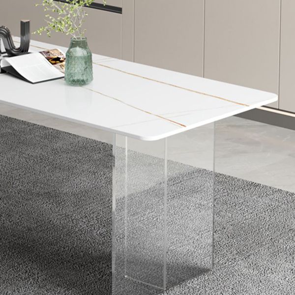 Rectangle Stone Modern Dining table Clear Double Pedestal Dining Table Clearhalo 'Dining Tables & Seating' 'Dining Tables' 'dining_table' 'furn' 'furn_dining_table' 'Furniture' 'furniture_dining_table' 'Kitchen & Dining Furniture' 'kitchen' 'kitchen_dining_table' 1200x1200_9291973f-3352-44e3-aa04-6530de01e94b