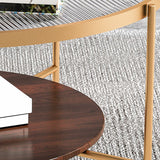 Contemporary 4 Legs Round Glass Top with Storage Shelf Single Coffee Table