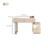Mirrored Stone Top Makeup Vanity Desk White/Gray Dressing Table