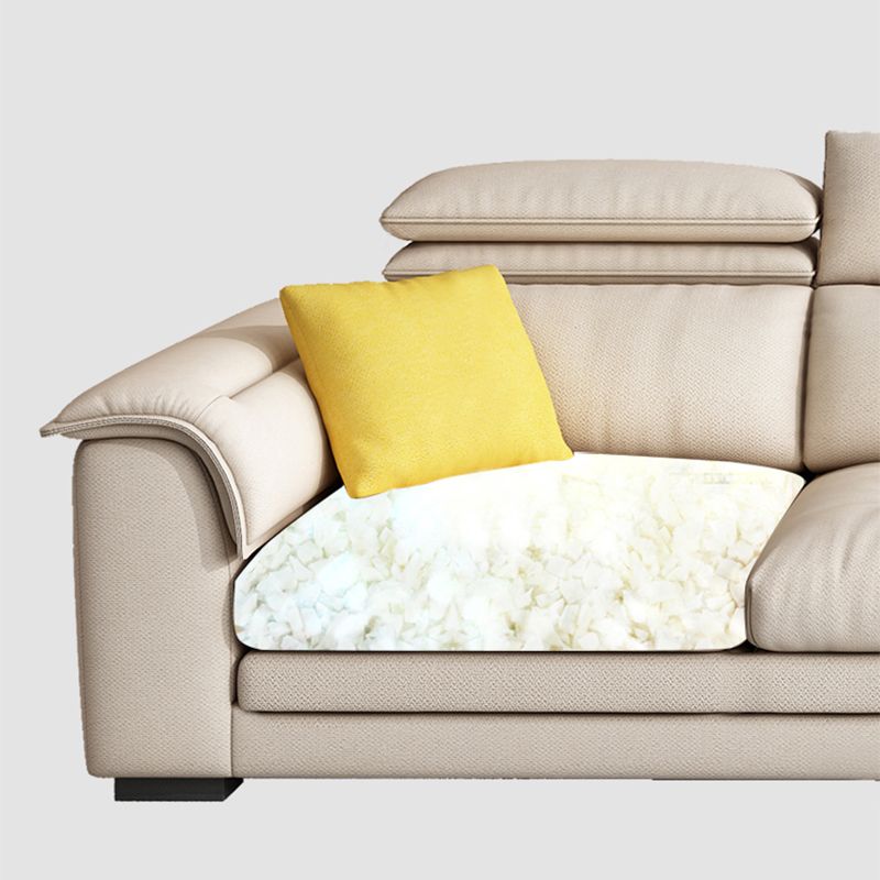 Contemporary Fabric Sofa in Beige Pillow Top Arm Sofa with Bolster Pillows