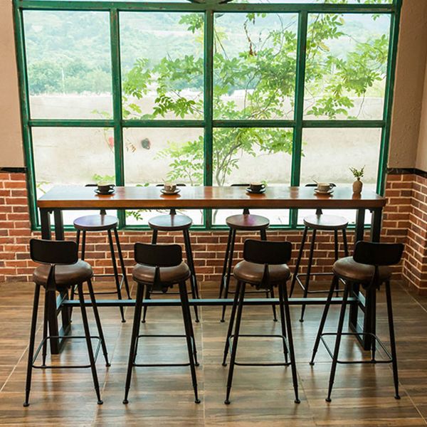 Industrial 1/2/5/9 Pieces Solid Wood Bar Table Set Rectangular Bistro Set