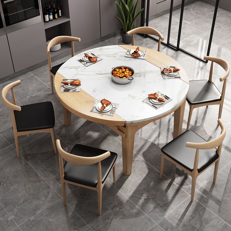 Modern Style Stone Dining Table Round 4 Legs Dining Site Table