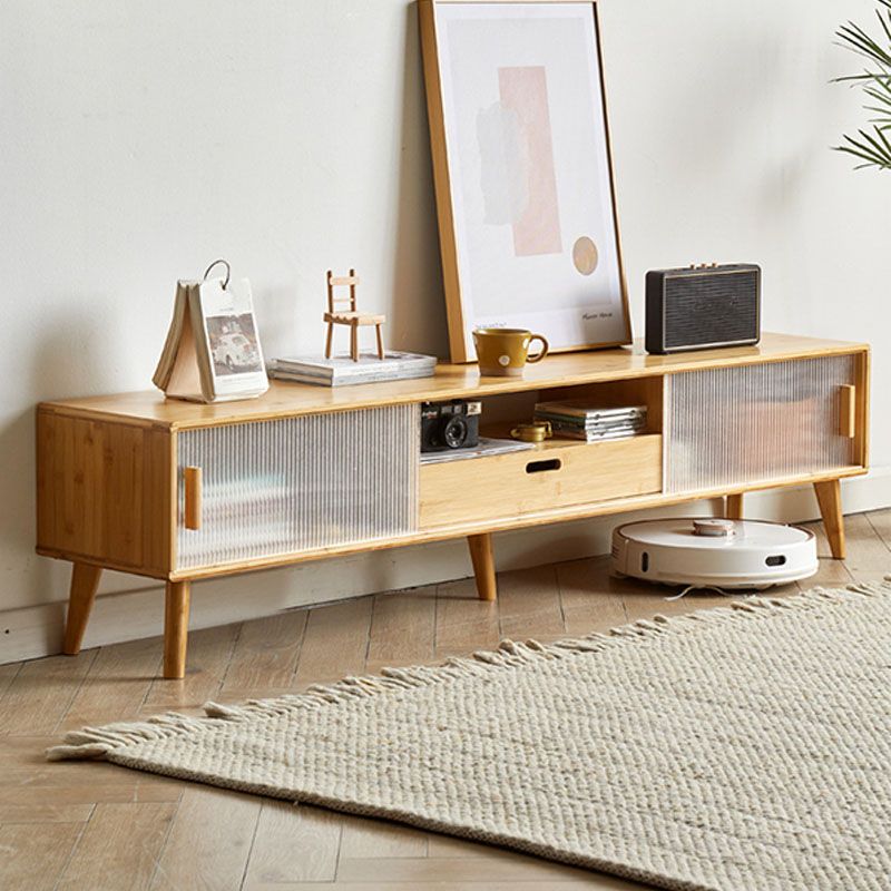 Natural 2-Door TV Stand Scandinavian Wood TV Console With Shelf Clearhalo 'furn' 'furn_tv_stands_entertainment_centers' 'Furniture' 'Living Room Furniture' 'TV Stands & Entertainment Centers' 'TV Stands & Media Storage Furniture' 'tv_stands_entertainment_centers' 1200x1200_929ae3e3-aeb6-424c-b1b7-08cb7f0cf1ff