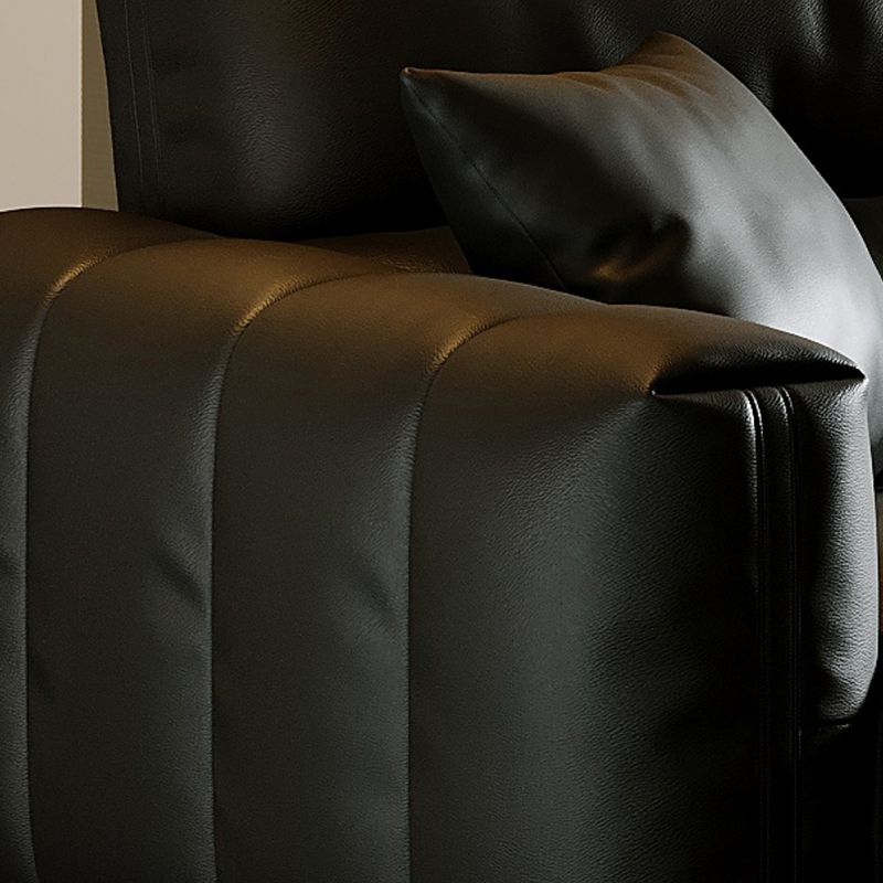 Black Genuine Leather Sofa Mid-Century Modern Square Arm Sofa Clearhalo 'furn' 'furn_sofas' 'Furniture' 'Living Room Furniture' 'Sofa' 'sofas' 1200x1200_929b2eb5-af0a-4efd-ba26-ecb5cfcab254