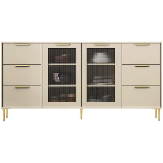 Sideboard in legno ingegnerizzato glam sideboard di vetro con gambe dorate