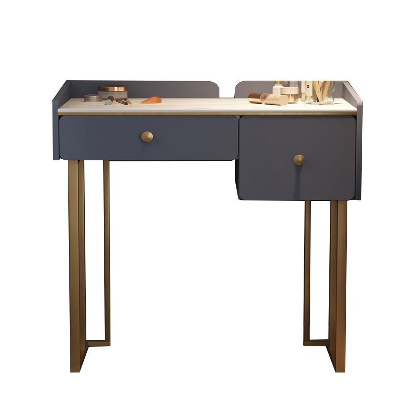 Lussuoso set di vanità con cassetti di stoccaggio 2 con sgabello imbottito in bianco/grigio