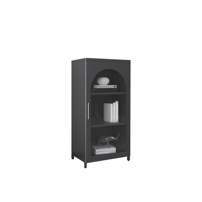 14" W Closed Storage Bookcase Metal Frame Bookshelf with Glass Doors