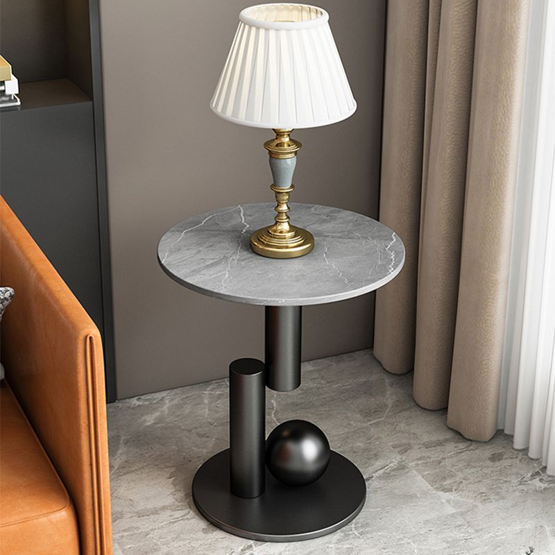Style de style moderne Metal Top Slate Grey / Black Gold / White Round Table ronde