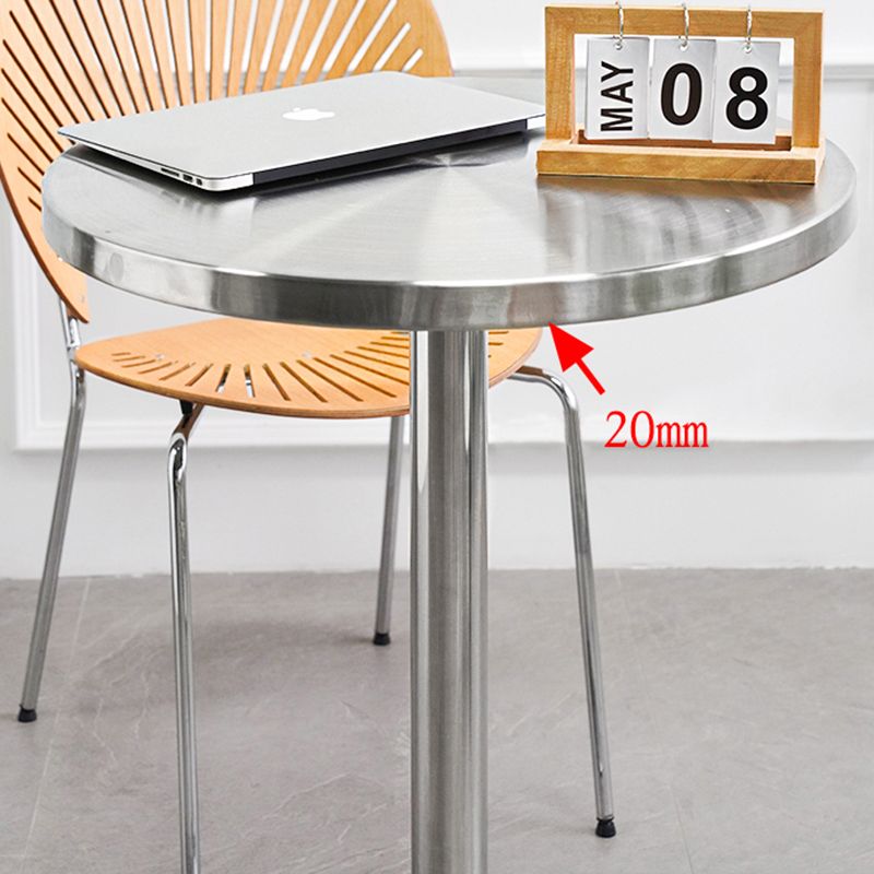 Industrial Style Furniture Stainless Steel Dining Site Table with Pedestal Base Clearhalo ' dining_table' 'Dining Tables & Seating' 'Dining Tables' 'furn' 'furn_dining_table' 'Furniture' 'furniture_dining_table' 'Kitchen & Dining Furniture' 'kitchen&dining_furn' 'kitchen' 'kitchen_dining_table' 1200x1200_929d4365-cb2d-47c5-a574-e6d1fa02bb62