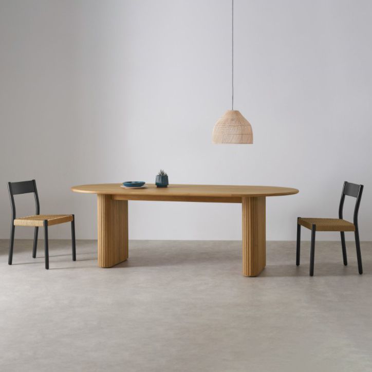 Contemporary Solid Wood Table Oval Double Pedestal Home Kitchen Furniture Clearhalo ' dining_table' 'Dining Tables & Seating' 'Dining Tables' 'furn' 'furn_dining_table' 'Furniture' 'furniture_dining_table' 'Kitchen & Dining Furniture' 'kitchen&dining_furn' 'kitchen' 'kitchen_dining_table' 1200x1200_929de480-762a-4c5d-ad34-c3a6a3751bc8