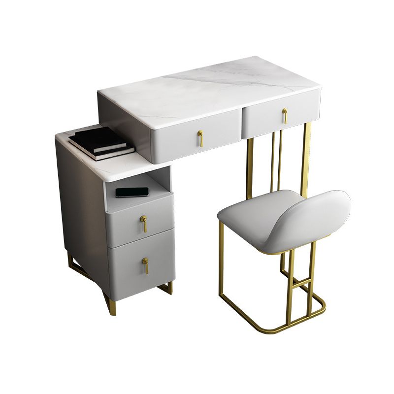33.5" W Slate Vanity Table Modern 4 Drawers Makeup Vanity Table with Stool Clearhalo 'Bedroom Furniture' 'furn' 'furn_makeup_vanities' 'Furniture' 'Makeup Vanities' 'makeup_vanities' 1200x1200_92a0790c-c6c2-4558-ad8b-b3db3dd5670d