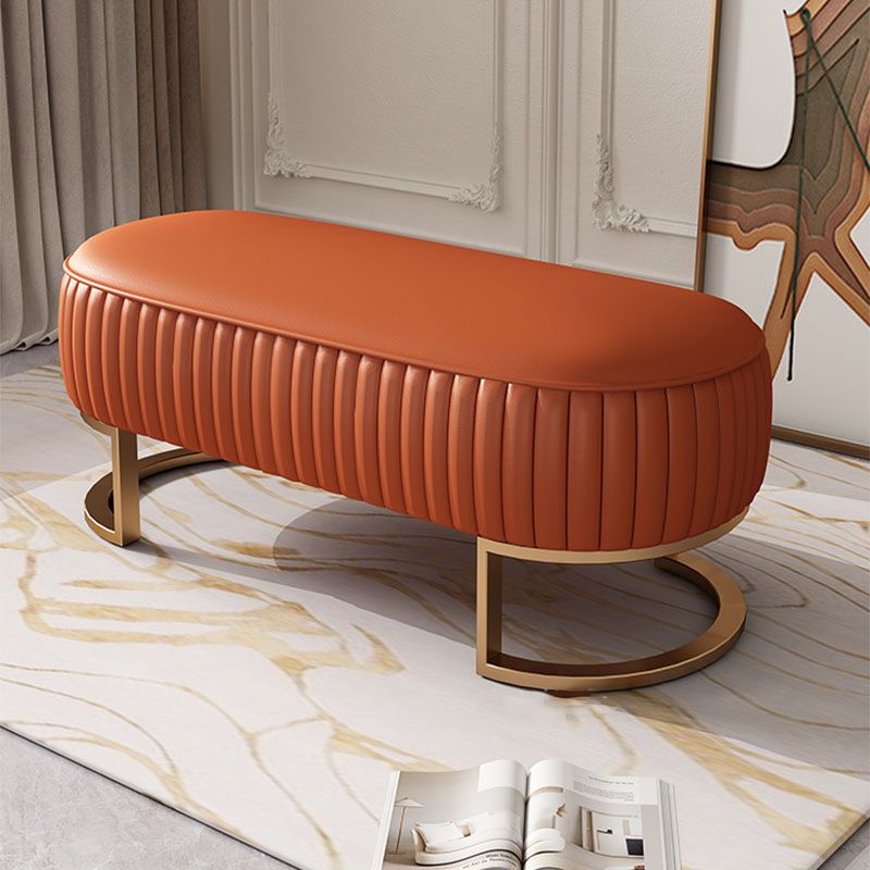 Modern Upholstered Bedroom Bench 16.5"H Seating Bench with Gold Metal Base Clearhalo 'Benches' 'Chairs & Seating' 'furn' 'furn_benches' 'Furniture' 'Living Room Furniture' 1200x1200_92a3ea60-c6e6-4c8b-9ee3-c03a3bb1f3a5