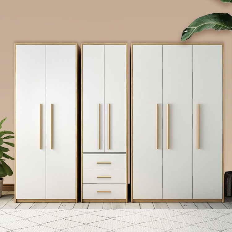 Contemporary White Storage Cabinet for Bedroom Manufactured Wood Hinged Door Cabinet