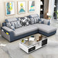 Modern Solid Wood Frame Sectional Linen/Faux Leather Sofa with Ottoman Inlcuded Clearhalo 'furn' 'furn_sectionals' 'Furniture' 'furniture_sectionals' 'Living Room Furniture' 'Sectionals' 1200x1200_92a57dfc-8035-40f7-8801-91286c977e7d