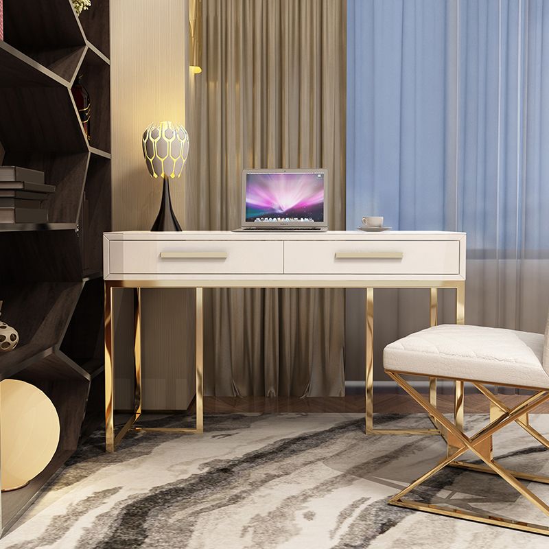 Black and White Writing Desk Stainless Steel and Artificial Wood Office Desk with Drawers Clearhalo 'furn' 'furn_office_desk' 'Furniture' 'Office Desks' 'Office Furniture' 'office_desk' 1200x1200_92a5e717-7615-48a0-9b92-fcba11078922