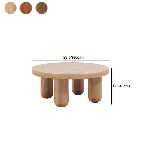 Dia 23.6"/27.6"/31.5" Wooden Cocktail Table, Scandinavian 4 Legs Round Coffee Table