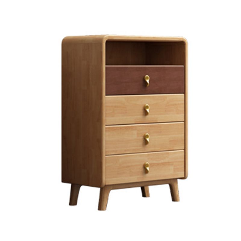 Hedendaagse natuurlijke accentkist met 4 houten benen en laden