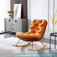 Modern Rocker Chair Metal Frame Tufted Cushion Spindle Rocker Chair for Living Room