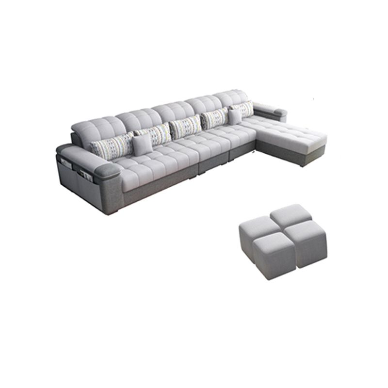 Contemporary Pillow Top Arm Furniture Sectionals in Grey for 3/4/5 People