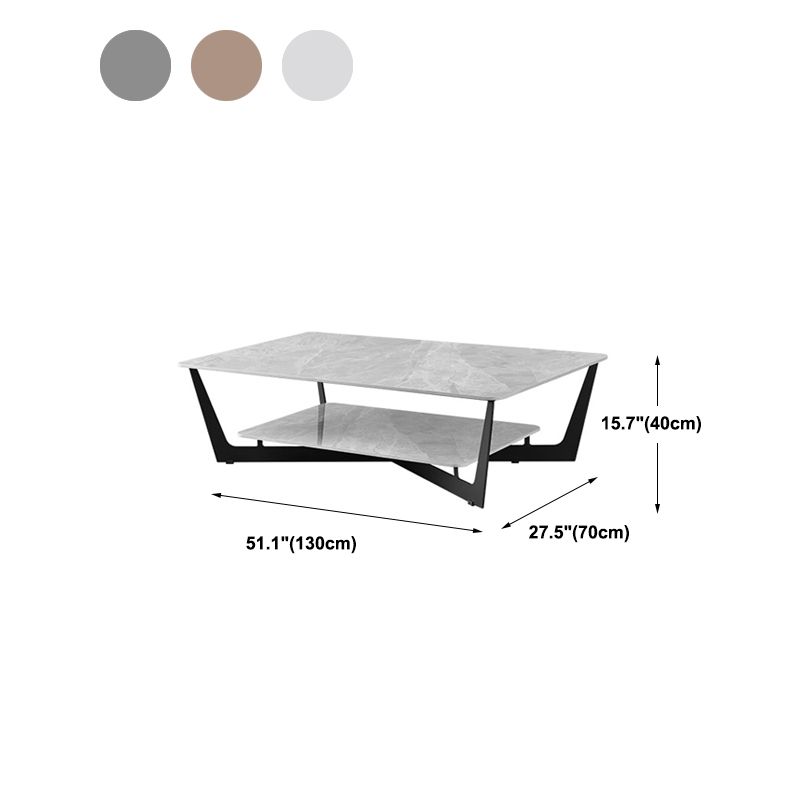 Slate Cross Legs Coffee Table Rectangular Modern Minimalist Coffee Table