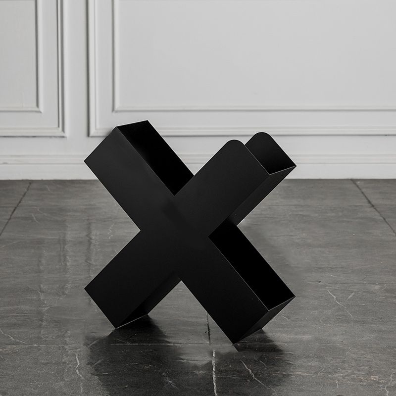 Mid-Century X-base End Table Metal Geometric Side End Snack Table