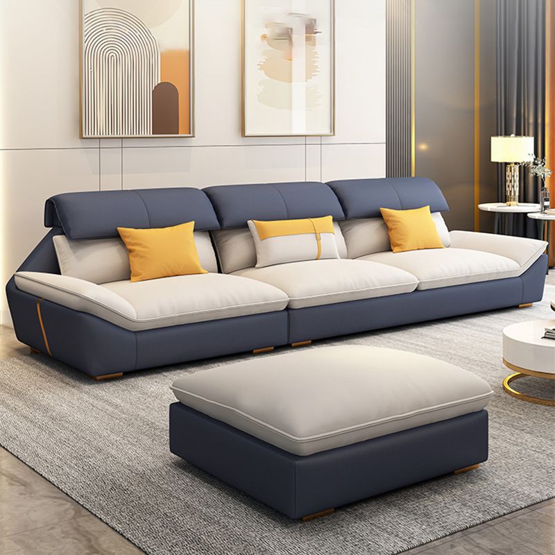 Faux Leather Contemporary Beige Sofa/Sectional for Living Room Clearhalo 'furn' 'furn_sectionals' 'Furniture' 'furniture_sectionals' 'kitchen' 'kitchen_sectionals' 'Living Room Furniture' 'Sectionals' 1200x1200_92b04c79-b80e-47ec-8f64-3178dac4309b