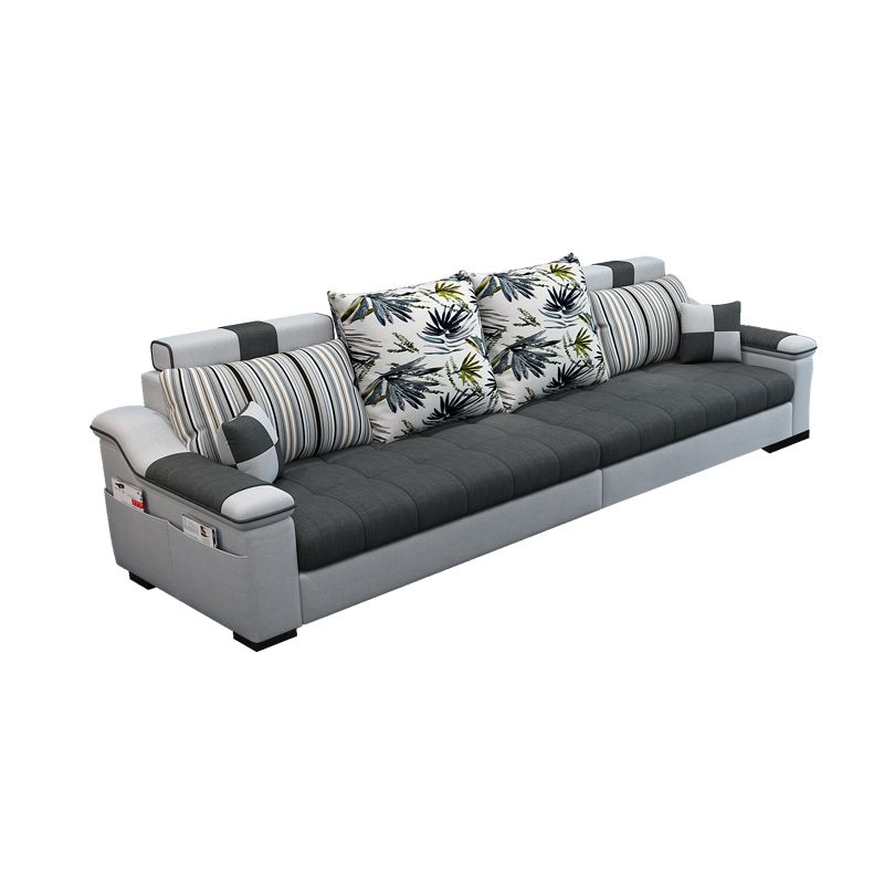 Dark Gray Pillow Top Arm Sectional Upholstered Cushions Back Sofa and Chaise Clearhalo 'furn' 'furn_sectionals' 'Furniture' 'furniture_sectionals' 'kitchen' 'kitchen_sectionals' 'Living Room Furniture' 'Sectionals' 1200x1200_92b0624c-8458-4d00-8059-b91c6095c493