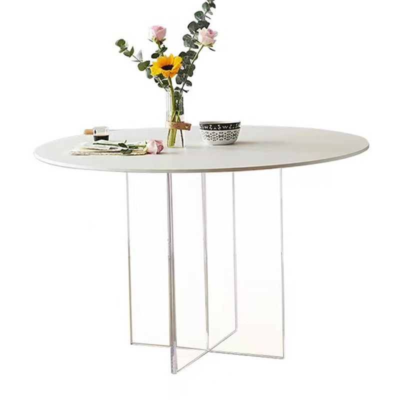 Contemporary White Stone Table Round Dining Table for Kitchen Clearhalo 'Dining Tables & Seating' 'Dining Tables' 'dining_table' 'furn' 'furn_dining_table' 'Furniture' 'Kitchen & Dining Furniture' 1200x1200_92b15fb5-8619-4da0-9db6-91523e2bef09