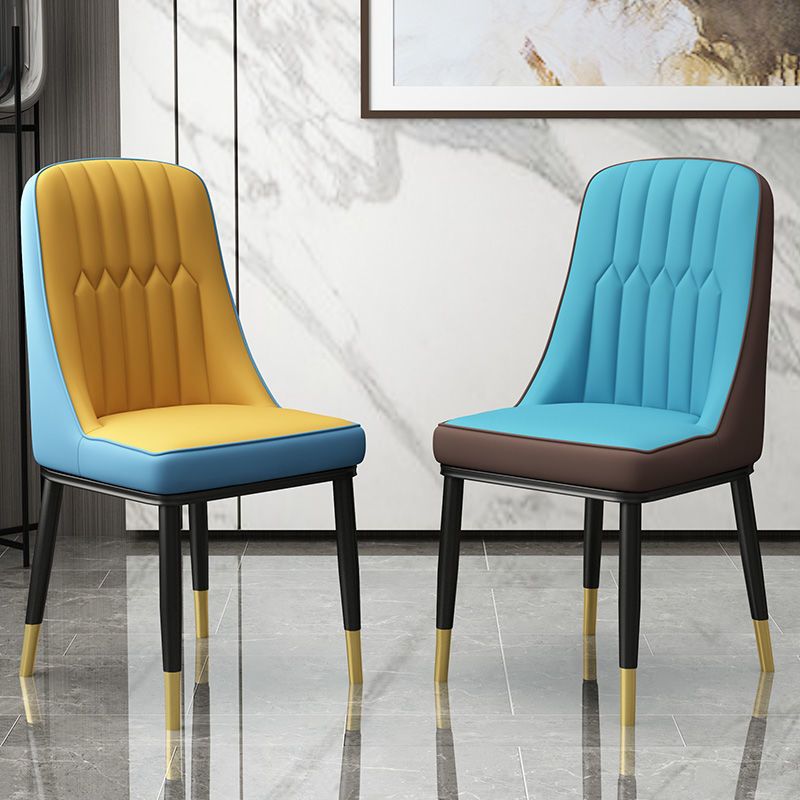 Glam Style Parsons Side Chair Faux Leather Indoor Dining Chair Clearhalo 'Dining Chairs' 'Dining Tables & Seating' 'dining_chair' 'furn' 'furn_dining_chair' 'Furniture' 'furniture_dining_chair' 'Kitchen & Dining Furniture' 1200x1200_92b1bc95-e0fb-44d9-87b7-1fb98e175da0