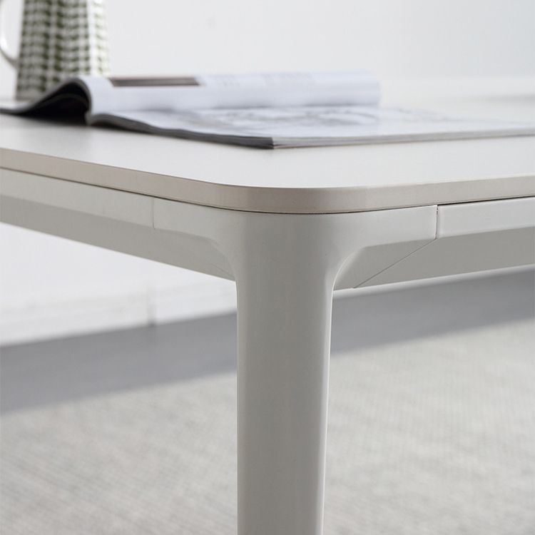 Rectangle Dining Table White Stone Top Table with 4 Legs Base Clearhalo 'Dining Tables & Seating' 'Dining Tables' 'dining_table' 'Furniture' 'furniture_dining_table' 'Kitchen & Dining Furniture' 'kitchen' 'kitchen_dining_table' 1200x1200_92b1c7ad-e0a7-4cc7-a277-c39f564d4e88