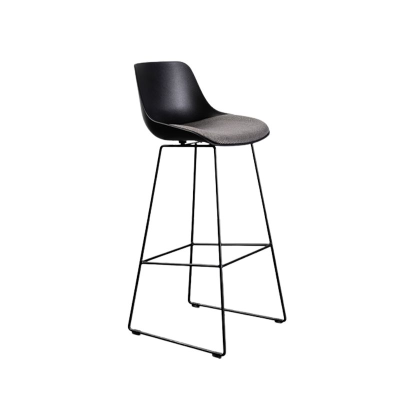 Contemporary Upholstered Backrest Armless Bar Stools with Metal Base