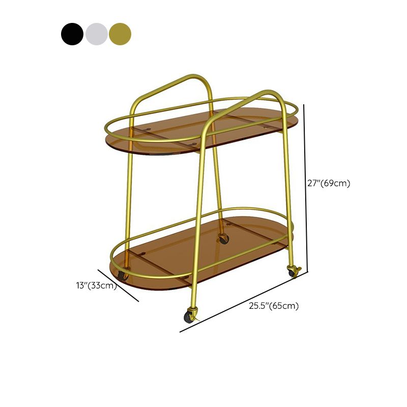 Modern Glass Side Table 4 Legs Oval Side End Table with Storage