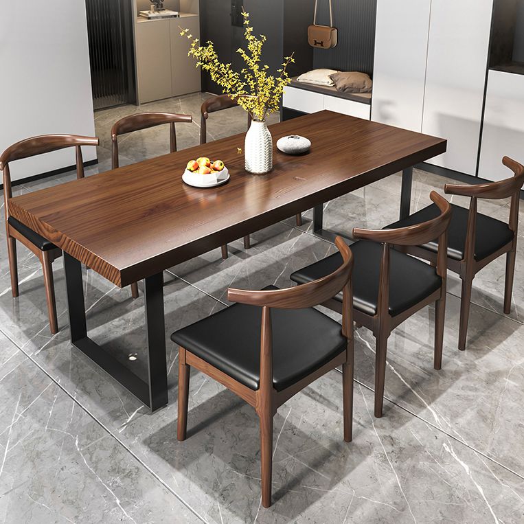 Rectangle Solid Wood Kitchen Desk Industrial Double Pedestal Table